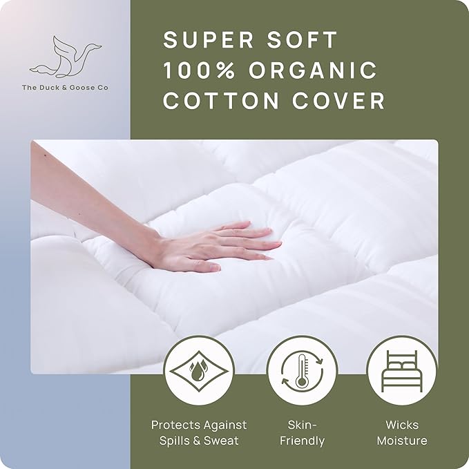 Soft & Cooling Pillow Top Mattress Topper California King with 300TC Cotton Cover, Extra Thick Plush Bed Topper for Back Pain, Overfilled Mattress Pad Cover for Firm Mattress, Fit to 6”-22” Mattress.