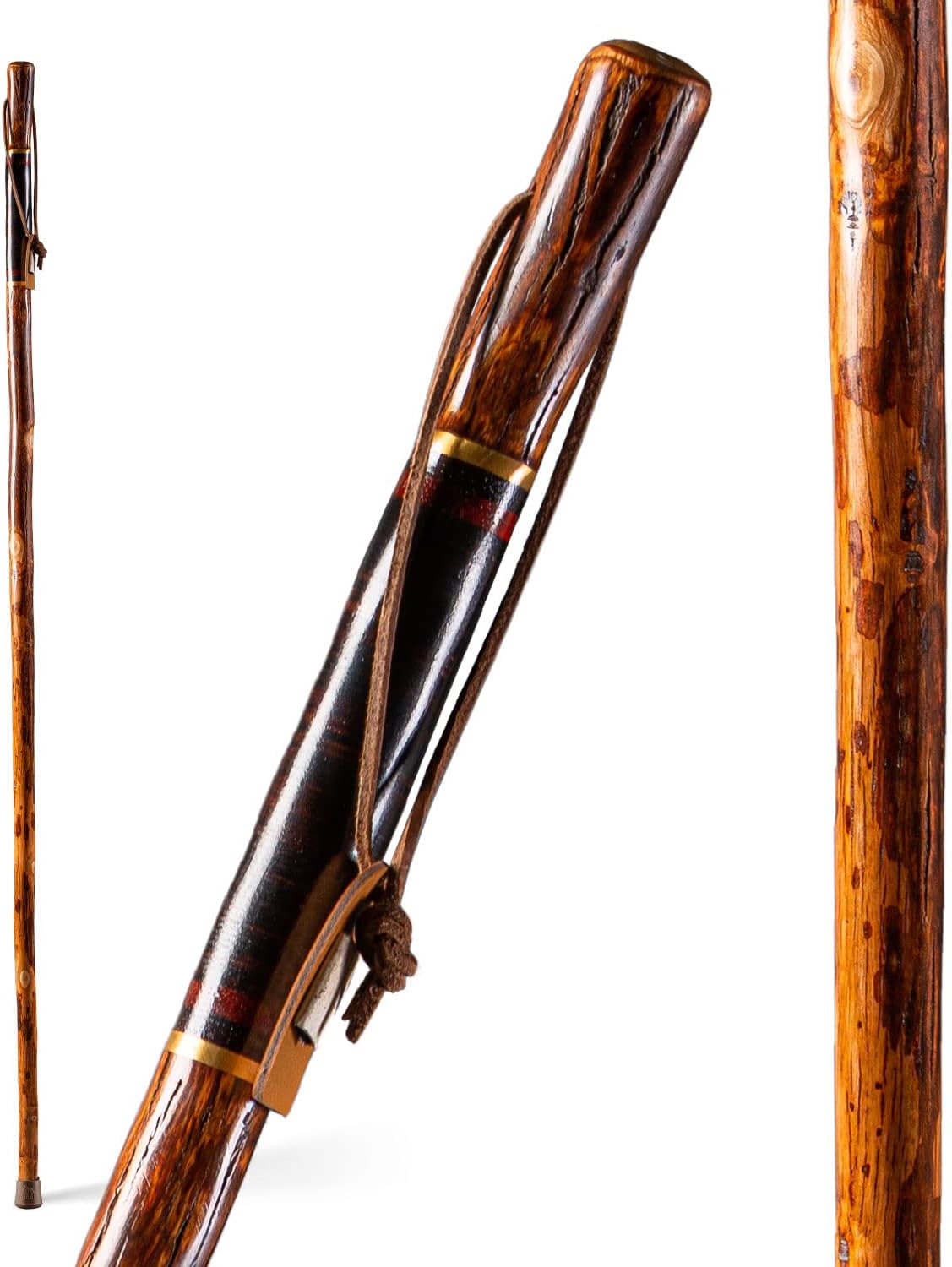 Rustic Hickory Walking Stick with Safari Handle - Handmade in the USA for Men & Women