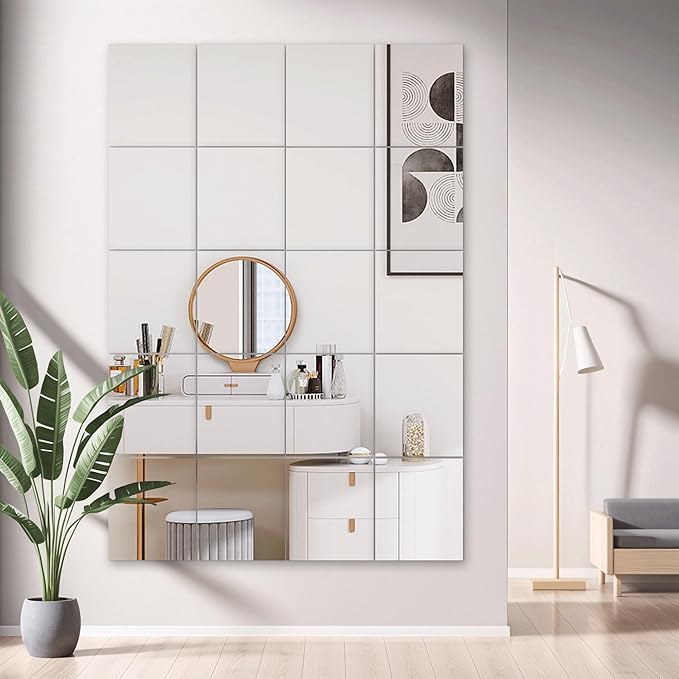 TRAHOME Home Gym Mirror Tiles for Wall, Living Room, Over The Door