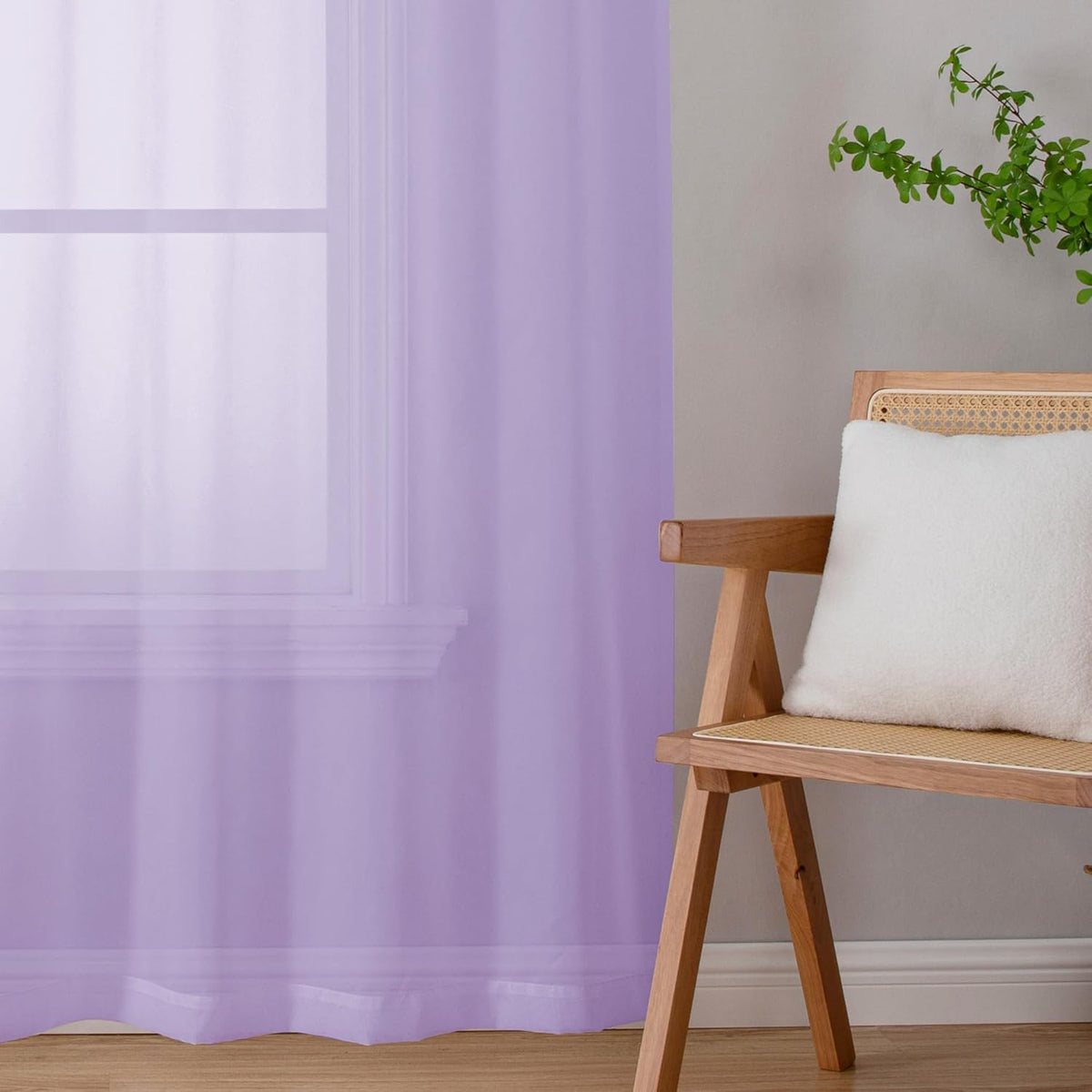 Chyhomenyc Lilac Sheer Curtains 72 Inch Length 2 Panels, Light Filtering Soft Airy Rod Pocket Voile Window Curtain Drapes for French Door Bedroom Living Room, Each 42Wx72L Inches
