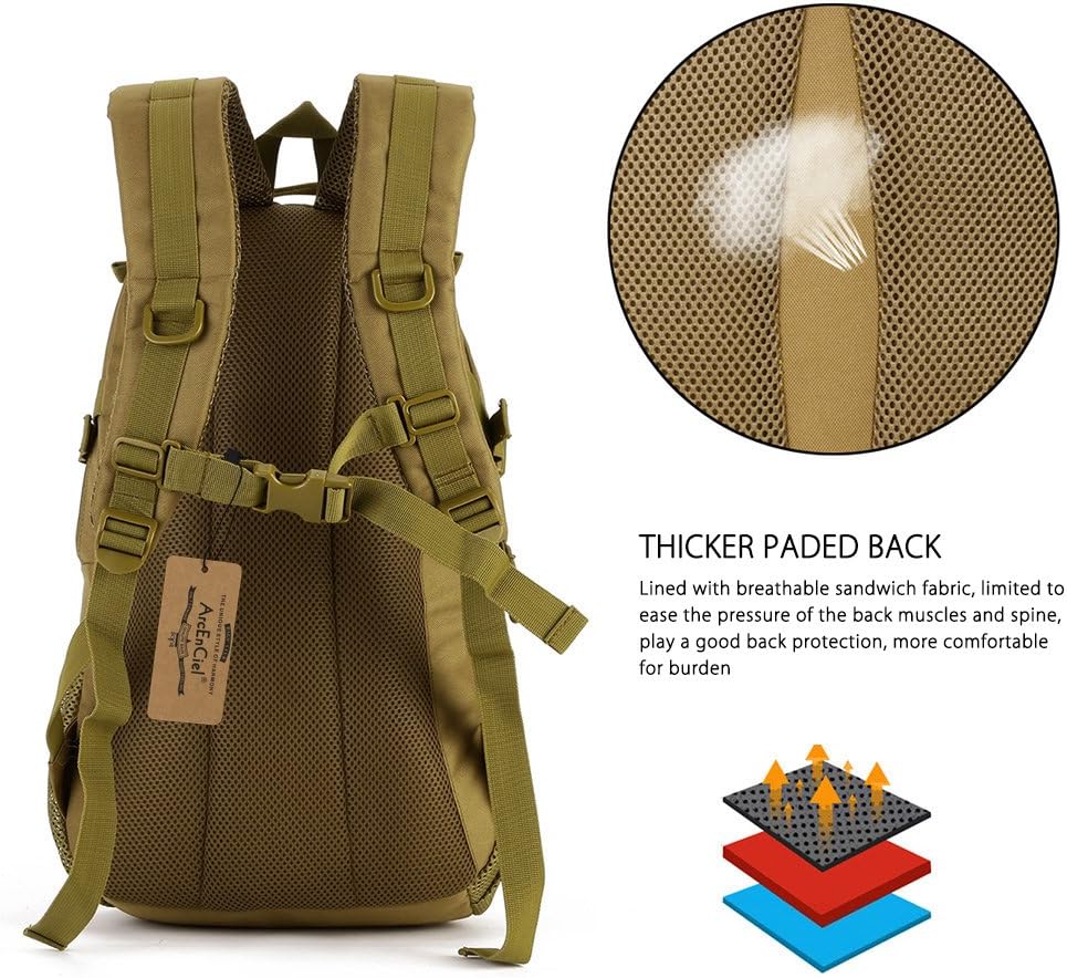 Tactical Military Motorcycle Backpack with Rain Cover & Patch - Outdoor Hiking & Camping