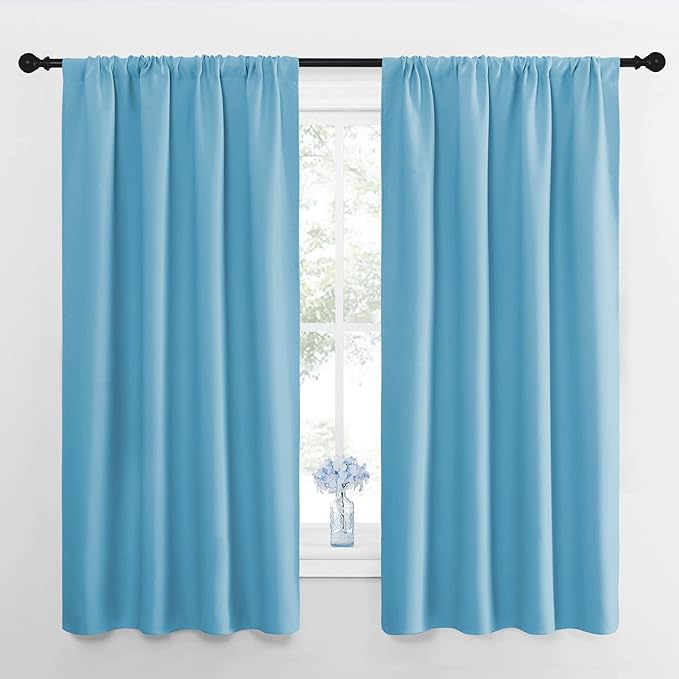 NICETOWN RV Blackout Curtains for Camper Windows, Teal Blue, Short Blackout