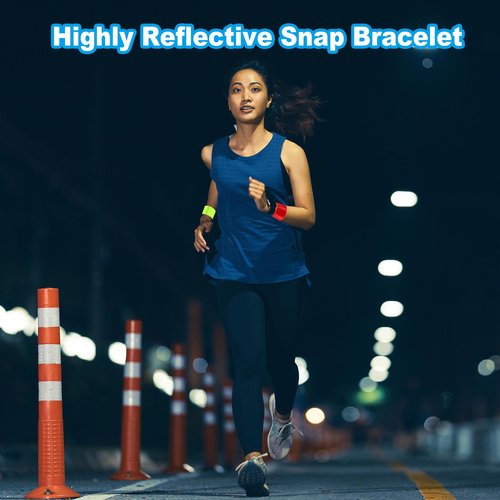 PATIKIL Reflective Slap Bands, 6 Pcs Reflector Band Snap Bracelet Armbands High Visibility Safety Reflectors Wrist Strap Strips for Night Jogging Cycling Running Hiking, Orange