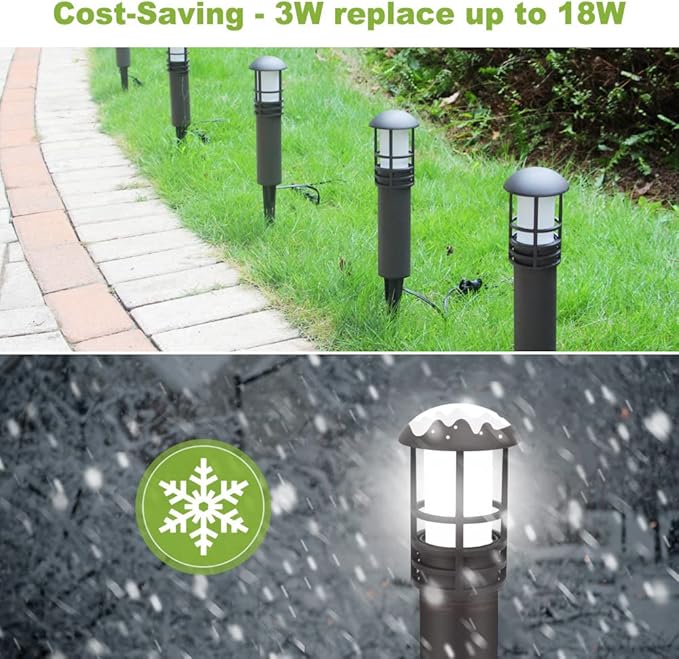 VOLISUN Outdoor LED Landscape Lighting,8-Pack 3W 12V Low Voltage Pathway Lights,Outdoor Waterproof Garden Lights,Aluminum Housing ETL Listed,CRI 90+,5000K Cool White for Driveway Sidewalk