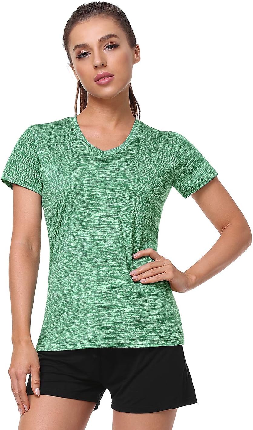 Skiennix Women's Moisture-Wicking Athletic V-Neck T-Shirts - 5-Pack, Short Sleeve, Comfortable Fit