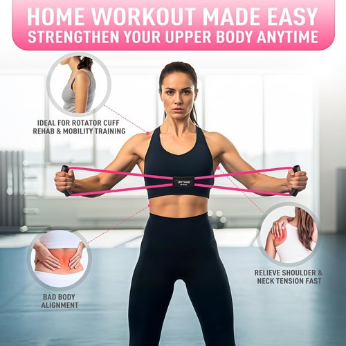 Figure 8 Resistance Bands - Heavy Duty Latex Exercise Bands with Handles for Strength Training | Full Body Workout