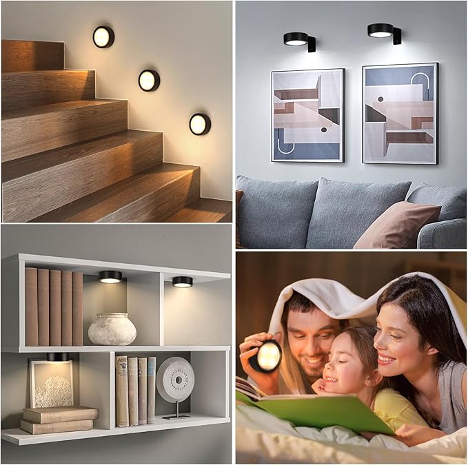 KELUOLY 4-Pack Picture Light Battery Operated