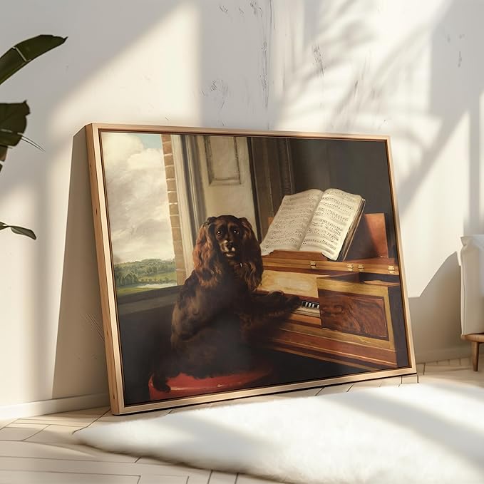 Poster Master Vintage Portrait of an Extraordinary Musical Dog Print - Retro Puppy Poster - Music & Piano Art - Animal Lover Wall Design - Living Room or Office Decor - 18x24 UNFRAMED Wall Art