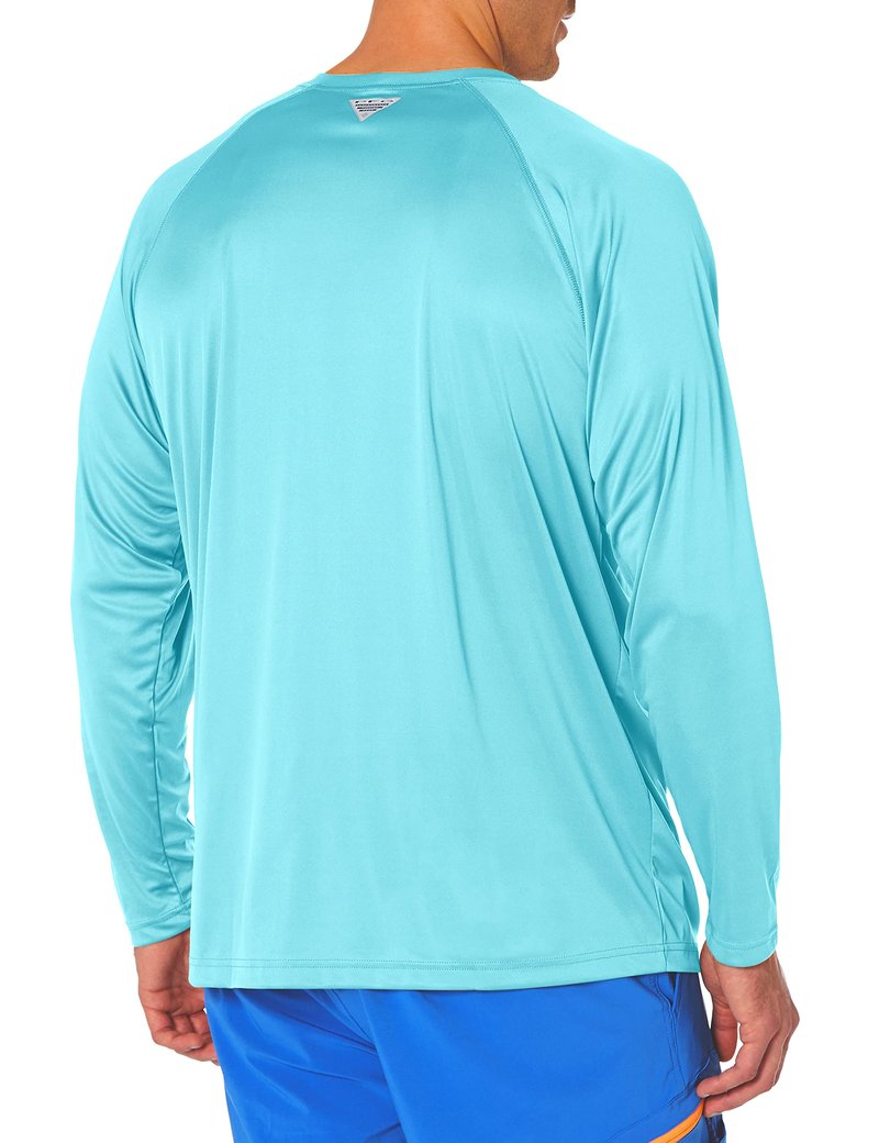 Columbia Men's PFG Terminal Tackle Long Sleeve Fishing Shirt, Gulf Stream/Black Logo, 2X Tall