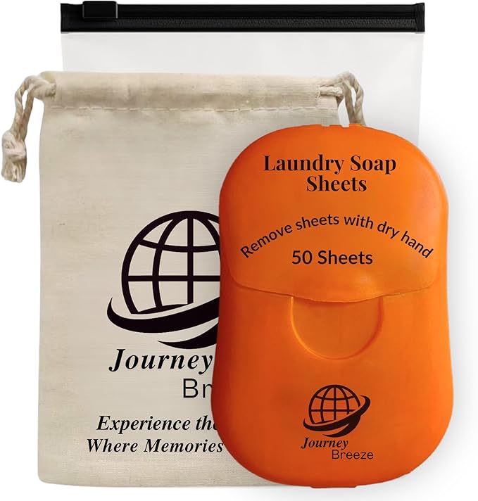 Travel Laundry Detergent Sheets 50 Pack ?€? Compact Travel Detergent for Sink Washing, Lightweight Laundry Detergent Strips for Clothes on Trips, Hotels & Cruises