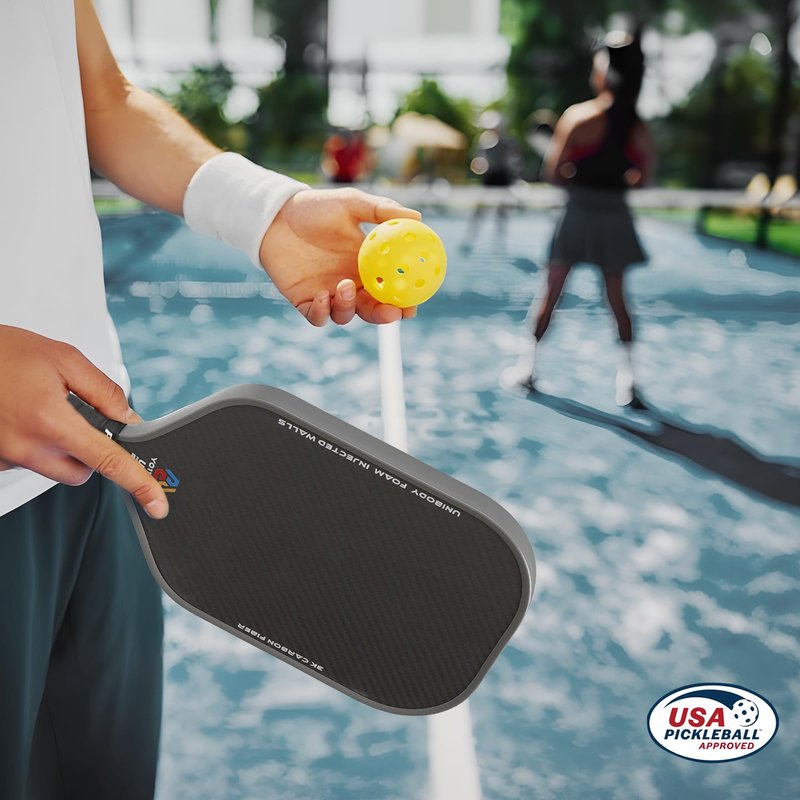 PICKSPT USAPA Approved Pickleball Paddle - 3K Carbon Fiber Surface, 16mm Polypropylene Honeycomb Core, 8oz Lightweight, Thermal Compression Tech, Anti-Slip Grip