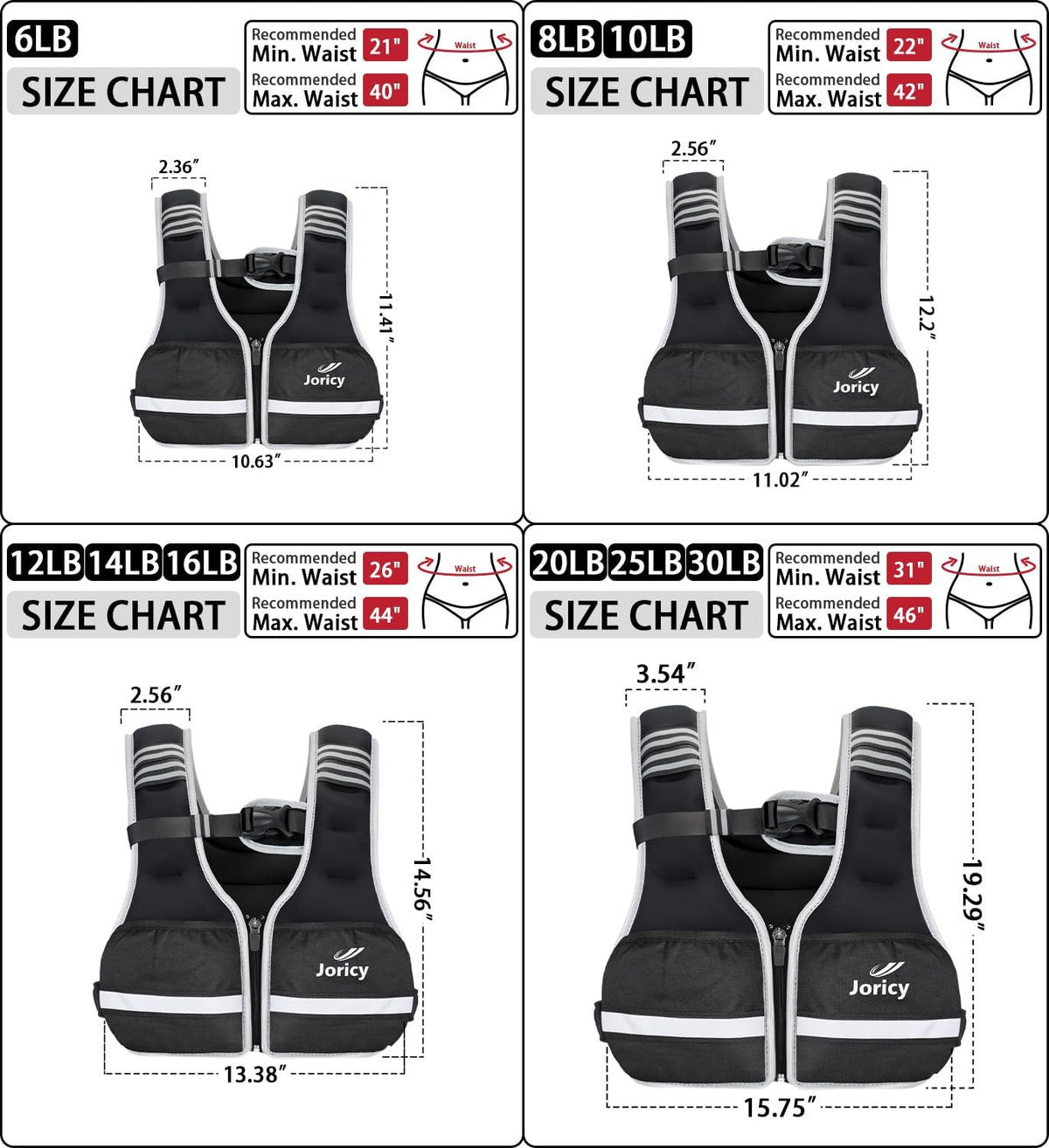 Skiennix Weighted Vest - Adjustable 6lb to 30lb for Walking, Running & Strength Training | Reflective Strips