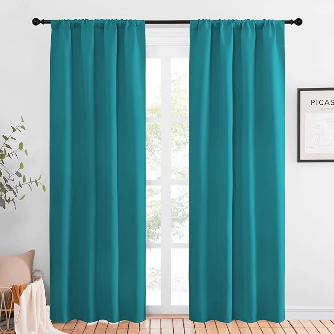 NICETOWN Peacock Blue Blackout Curtains Panels