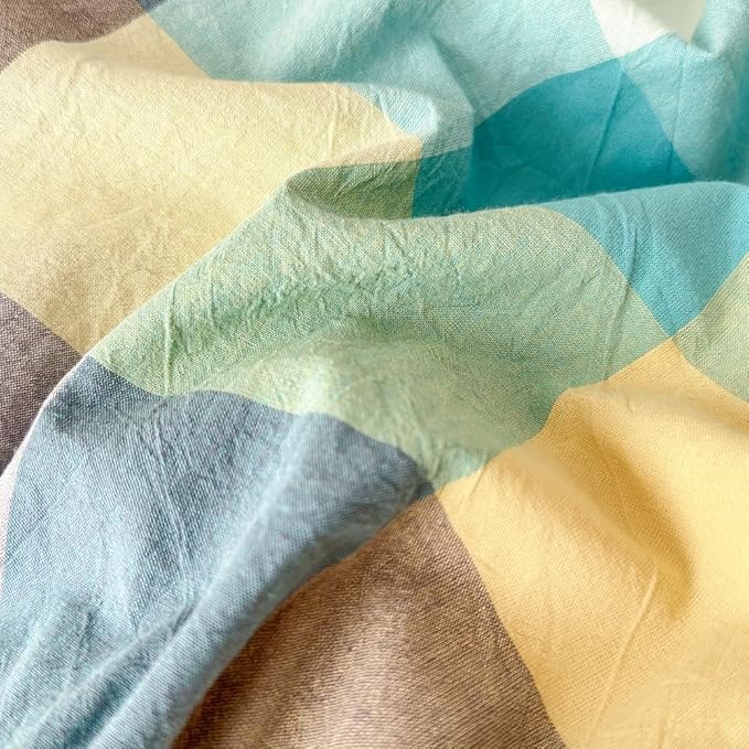 FACE TWO FACE Bedding Duvet Cover Set100% Washed Cotton Duvet Cover Linen Like Textured Breathable Durable Soft Comfy (King, Yunxi Blue)
