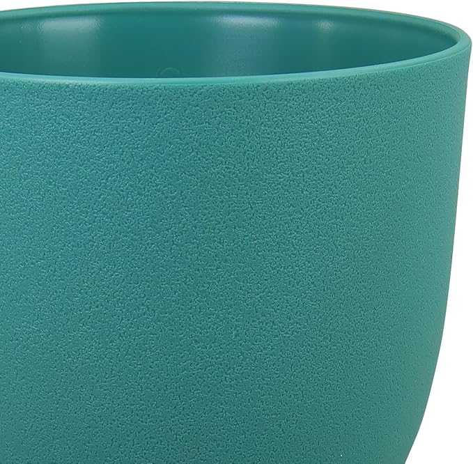 Flower Pots 10/9/8 inch, Set of 3 Modern Decorative Plastic Planters with Drainage Holes and Tray for House Plants Indoor Flowers Plants, Plant Pots for Indoor Outdoor Plants, Blue Green