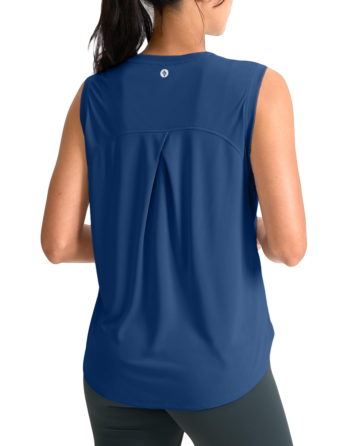 SANTINY Women's Sleeveless Workout Tops Breathable Lightweight Active Tennis Yoga Shirts Athletic Running Tank Tops for Women (Blue_M)