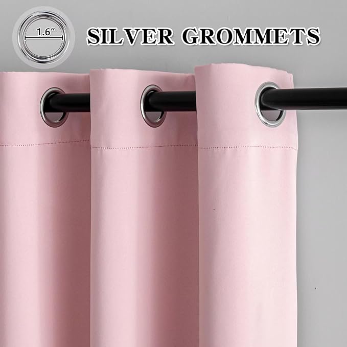 IGEMAEVE Blush Pink Curtains 96 Inch Length 2 Panels Set, Light Filtering