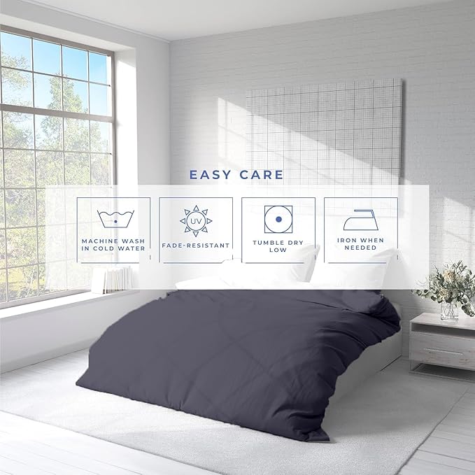 Kotton Culture 120"x120" 3 Pc Super King Plus/Super Oversize King Duvet Cover Set 100% Egyptian Cotton - 600 TC, Zipper Closure & Corner Ties - Fits Only Extra Large Inserts - Dark Grey