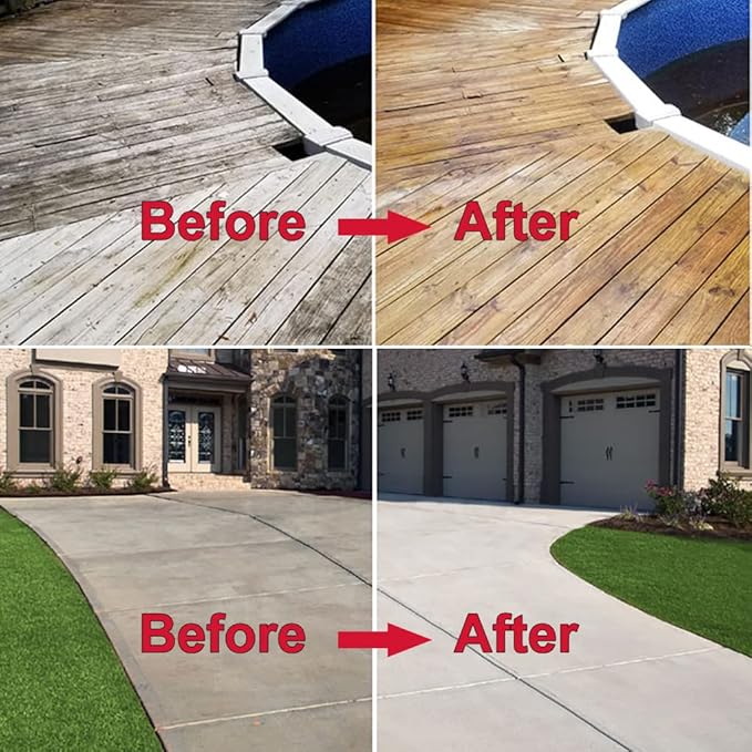 25 inch Water Broom Pressure Washer Surface Cleaner 4000 Psi Power Broom Sweeper with 7 Nozzles 2 Extension Wand for Concrete Driveway Sidewalk Deck, Roof Floor Cleaning