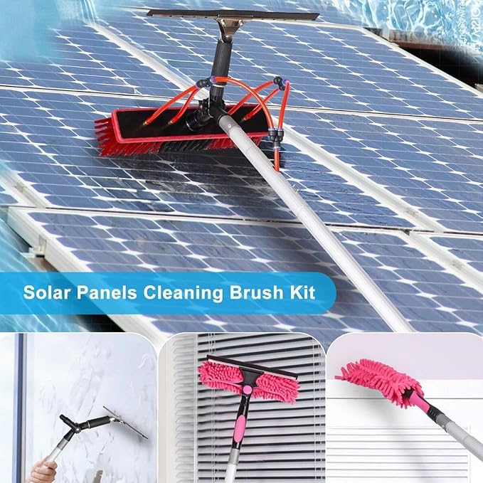 29.5FT Water Fed Pole Kit Adjustable Solar Panel Cleaning Kit Cleaner Tool for Window Glass Roof Outdoor Glass Brush Window Washing Equipment,9M
