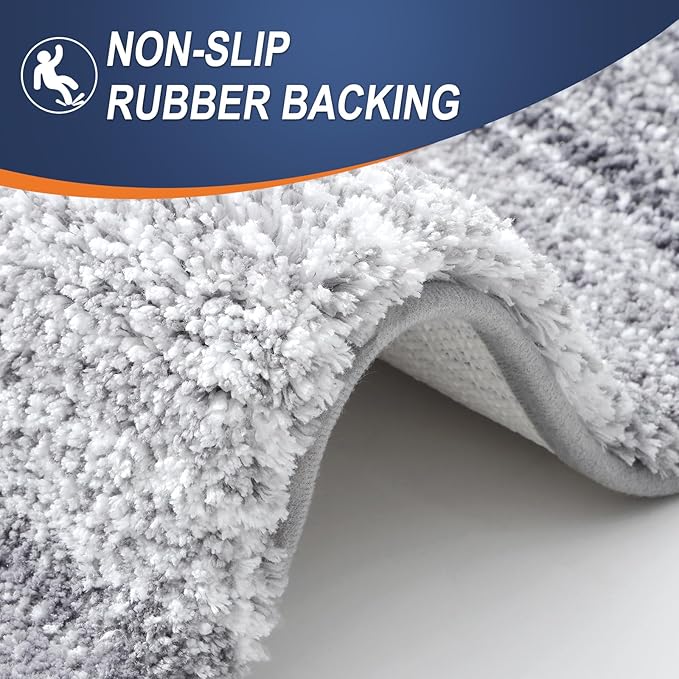 OLANLY Bathroom Rug Mat 30x20, Extra Soft and Absorbent Microfiber Bath Rugs, Non-Slip Plush Shaggy Bath Carpet, Machine Wash Dry, Bath Mats for Bathroom Floor, Tub and Shower, Light Grey