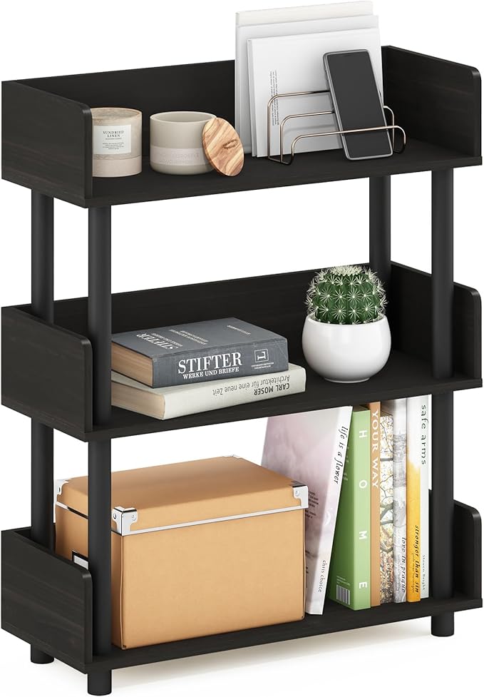 Furinno Turn-N-Tube 3-Tier Freestanding Multipurposes Display Rack, Bookshelf, Espresso