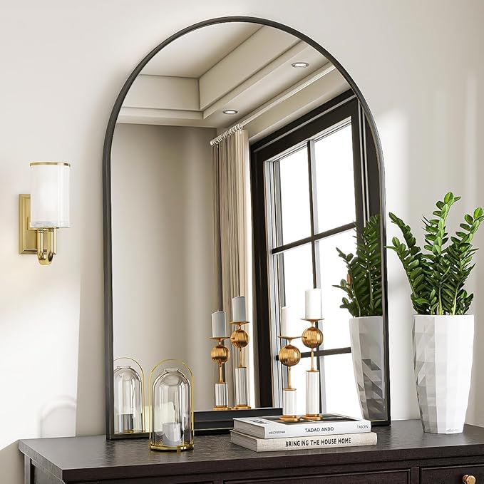VooBang Arched Wall Mirror, 30 x 38 inch Arch Bathroom Mirror, Wall Mounted