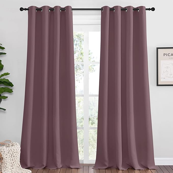 NICETOWN Dry Rose Blackout Curtains 102" Long