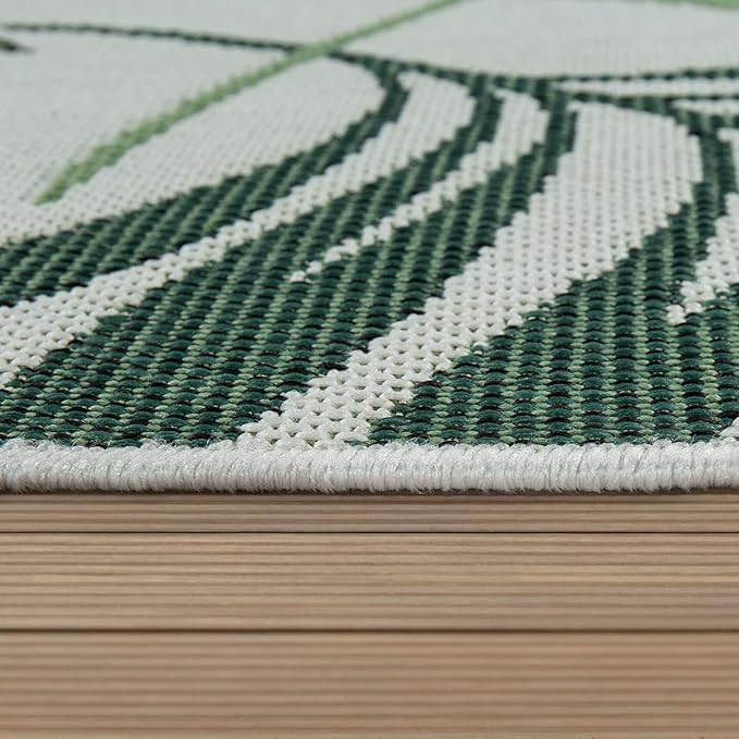 Paco Home Indoor & Outdoor Rug Flat-Weave Jungle Floral Palm Trees Design Green, Size: 7'10" x 11'2"