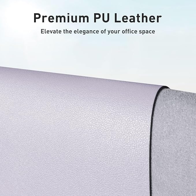 Aothia Large PU Leather Desk Pad Protector – Non-Slip Mouse Pad & Writing Mat for Office/Home, Waterproof, Easy to Clean (Soft Lavender, 23.6" x 13.7")