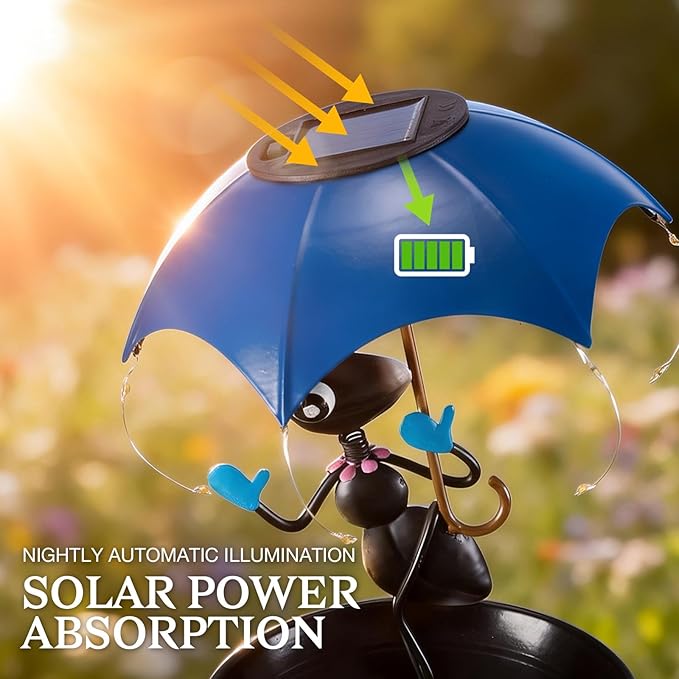Solar Bird Feeders for Outdoors, Ants Garden Decor, Decorative Wildbird Cardinals Hummingbirds Feeders Lights with Stand, Gifts for Women Mom Outside Yard Path Lawn Omaments Decoration