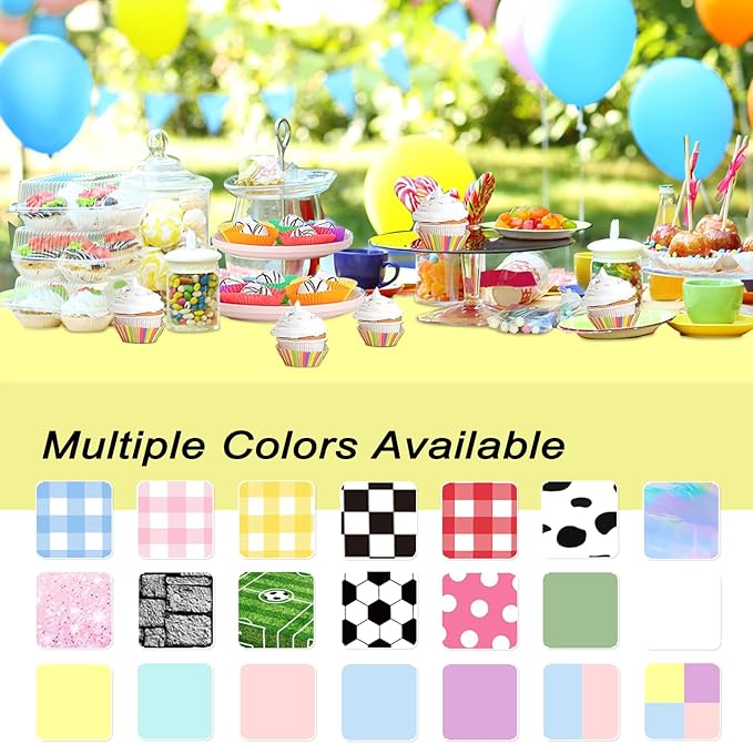 WNINK 4 Pack Light Yellow Rectangular Plastic Tablecloths, Yellow Disposable Table Covers 54" x 108" for Birthday, Bridal Shower, Engagement Wedding, Picnic Parties and 8 ft Table Use