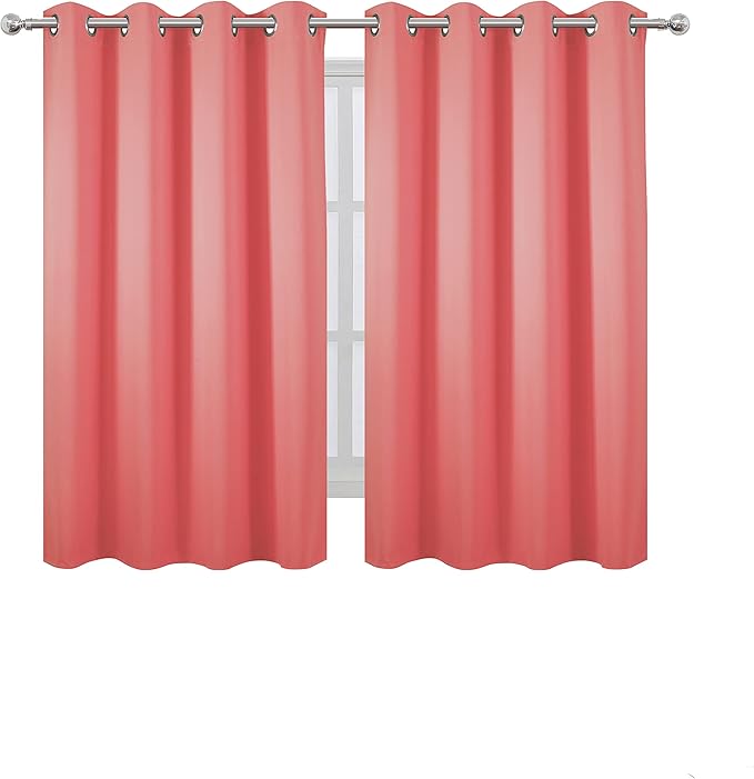LEMOMO Coral Blackout Curtains 52 x 54 Inch Length/Set of 2 Curtain