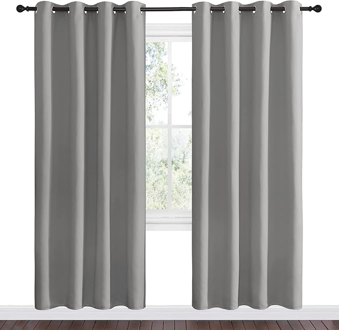 NICETOWN Silver Grey Room Darkening Curtain Panels 78" Long