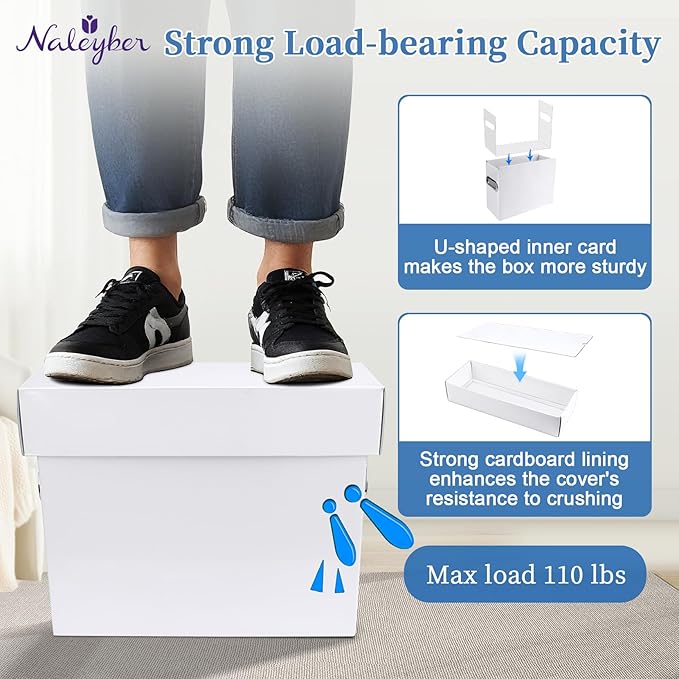 File Organizer Box with Lid & Handle, Heavy Duty Hanging File Folder Storage Boxes for Letter Size, Portable Filing Organizer for Office, Home, Classroom, White 4 Pack