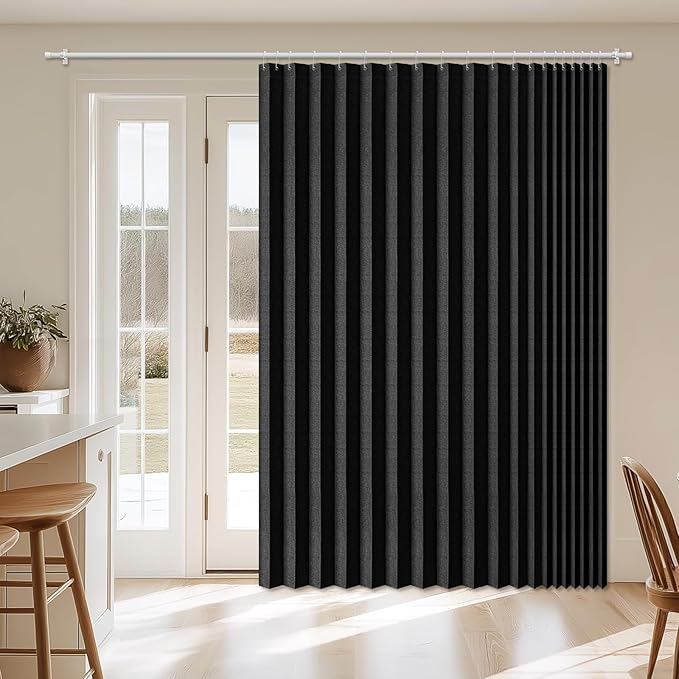 AJAZZ Blackout Accordion Door Curtain 98"x84" Black