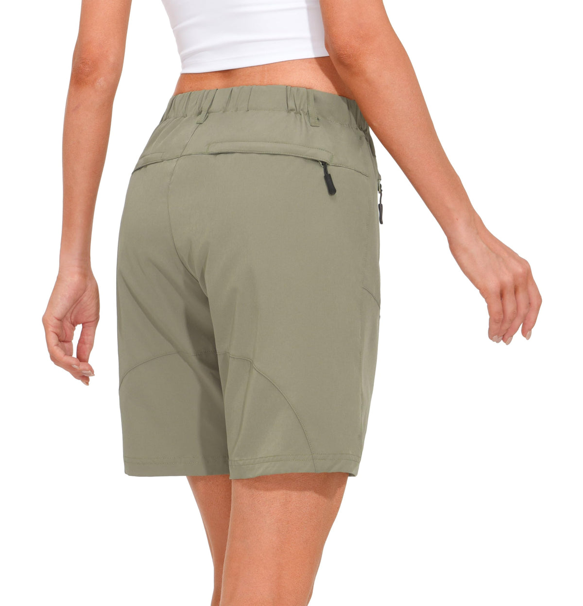 Little Donkey Andy Women's 9" Hiking Shorts Lightweight Stretch Quick Dry Shorts Golf Travel with Zipper Pocket Silver Sage XL
