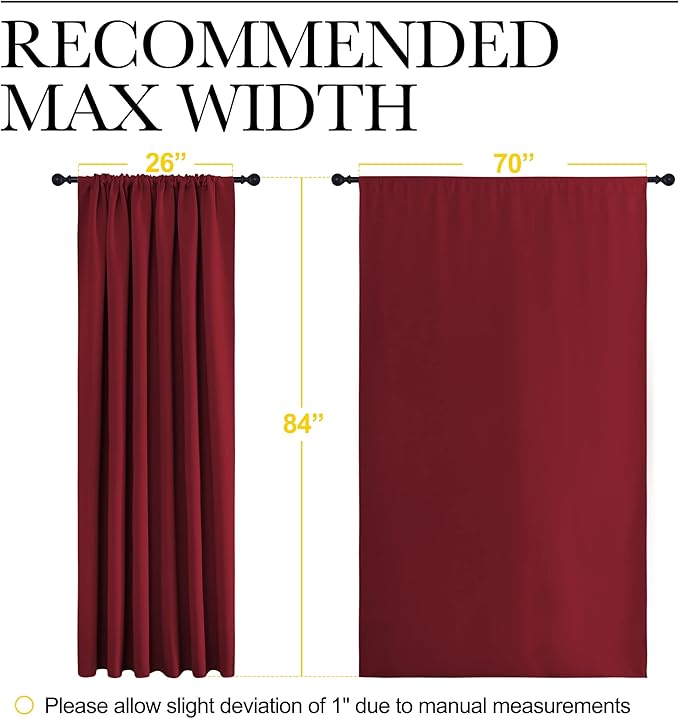 NICETOWN Christmas Burgundy Blackout Curtains and Drapes