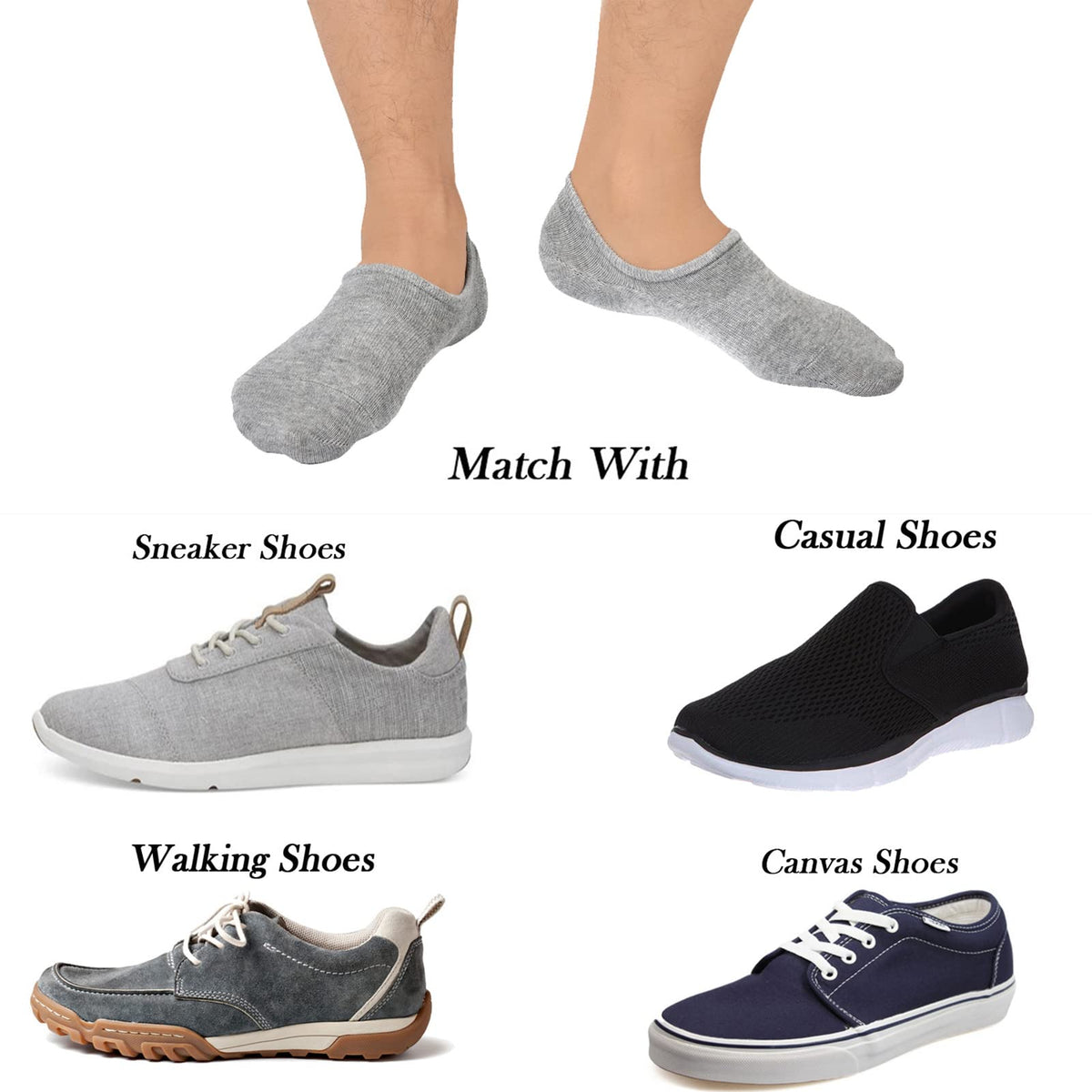 JORMATT 6 Pairs Mens & Women No Show Socks Non-Slip, Athletic Sneaker Cotton Invisible Low Cut Socks for Mens Shoe Size 6-10