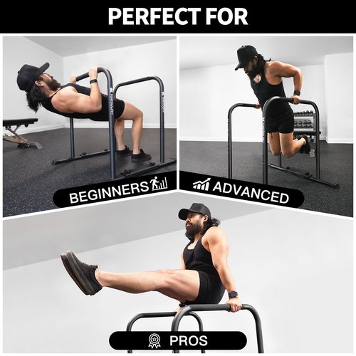KAKICLAY Multi-Grip Pull Up Bar and Premium Dip Bars with Adjustable Ultra-Stable Settings & Non-Slip Feet - USA Original Patent, Designed, Shipped, Warranty