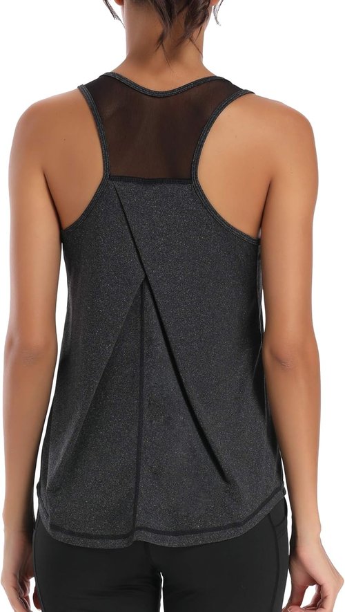Aeuui Women's Racerback Workout Tank Top - Mesh Yoga Shirt for Athletic Running | Sleeveless Gym Wear