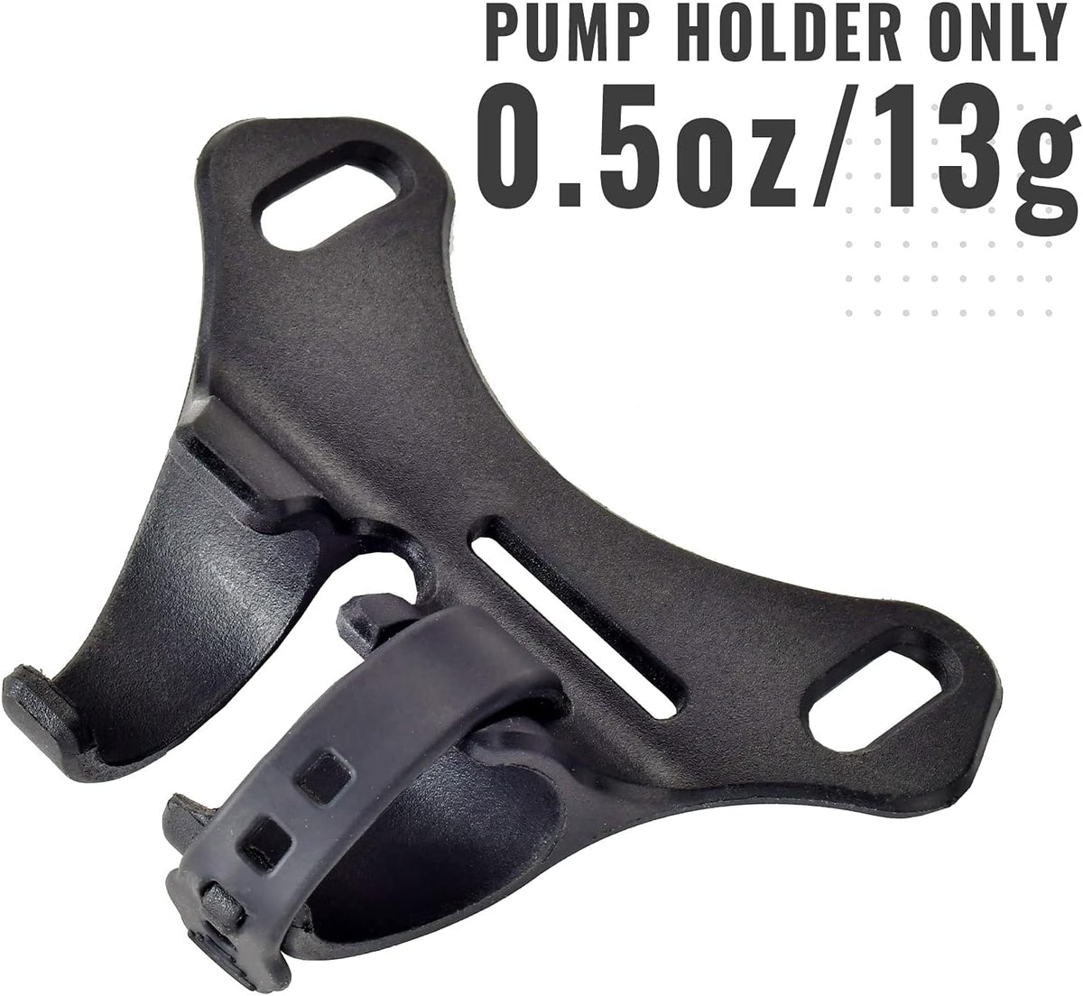 PRO BIKE TOOL Bicycle Pump Holder | Lightweight and Strong - Bicycle Frame Mounted Black Compatible Bracket Clip – Perfect for Road and Mountain Bikes