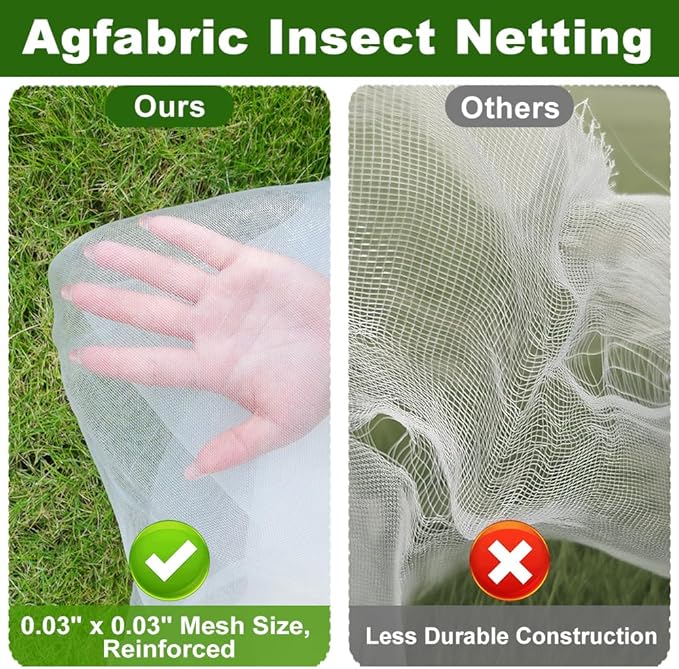 Agfabric Garden Netting 3.9x9.5' Insect Pest Barrier Netting for Garden Protection,Plant Cover Row Cover Mesh Netting for Vegetables Fruit Trees and Plants,White