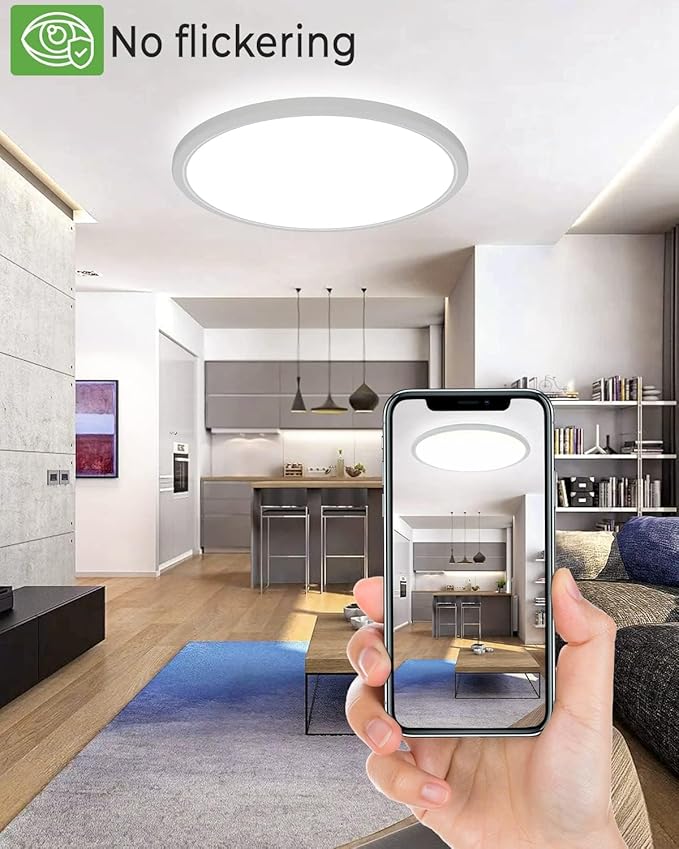 Zemty 4Pack 12 Inch LED Flush Mount Light, 28W 3200lm Super Slim Ceiling Light Fixtures, 3000K/4500K/6000K Selectable Ceiling Lamp for Bedroom, Bathroom, Kitchen, Living Room (White)