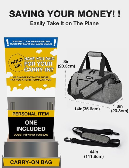 Noozion 14-Inch Mini Duffle Bag - Lightweight Gym Bag for Travel & Workouts with Multiple Pockets