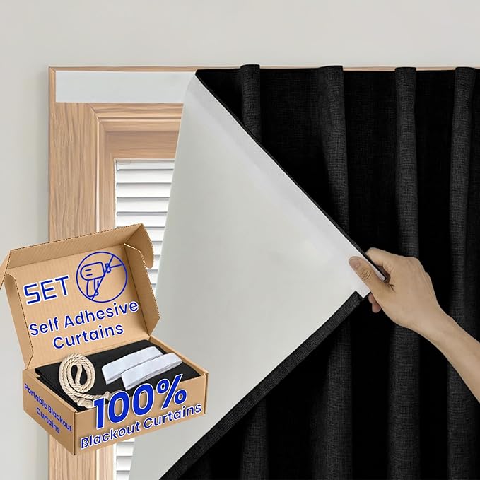 Self-Adhesive Complete 100% Blackout Curtain
