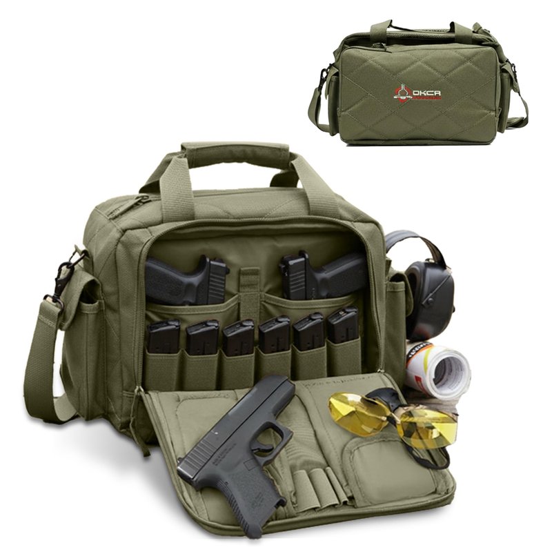 Gun Range Bags for Handguns and Ammo – Tactical Shooting Bag can Fits 3+ Pistols – Compact Gun Carrying Case with Durable Double Stitching Lockable YKK Zippers, Magazine Storage & Shoulder Strap