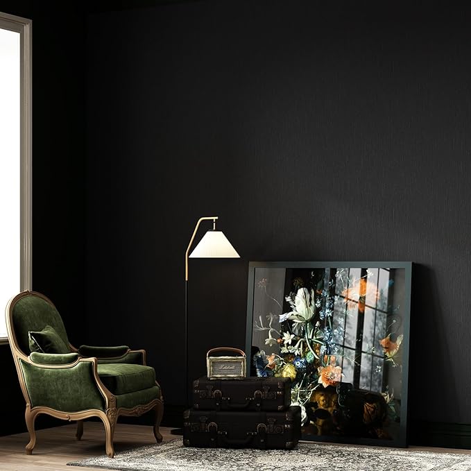 FUKU MON 23.6" X 393" Black Wallpaper Peel and Stick Contact Paper Solid