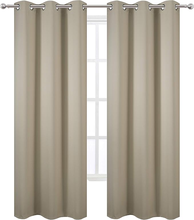 LEMOMO Beige Blackout Curtains/42 x 84 Inch/Set of 2 Panels Room Darkening