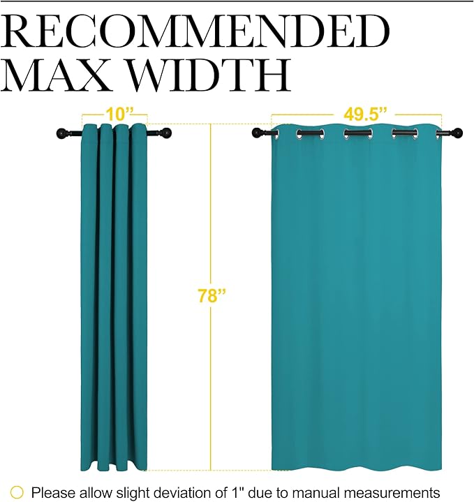 NICETOWN Room Darkening Curtains 78 inch Length 2 Panels, Thermal Insulated